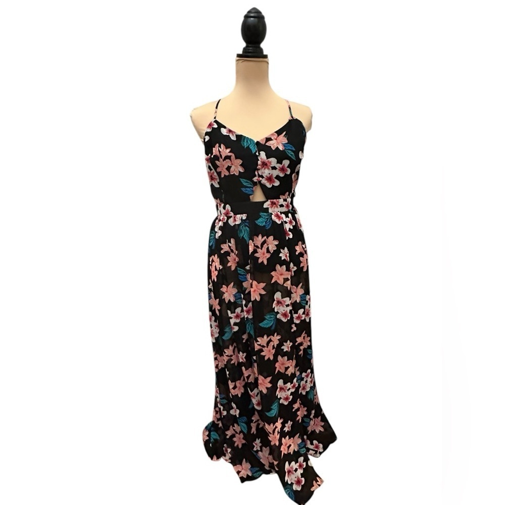 Candie’s Floral Cross Strap Maxi Dress- EUC